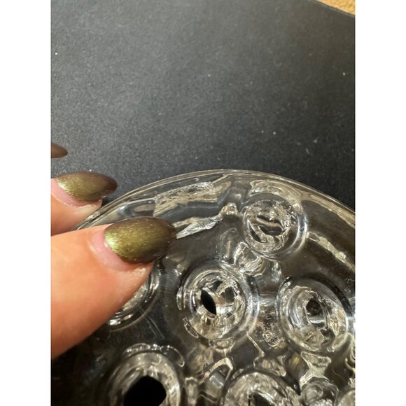 Vintage Clear Glass Flower Frog Round 13 Holes 4.5" Diameter - Picture 4 of 7